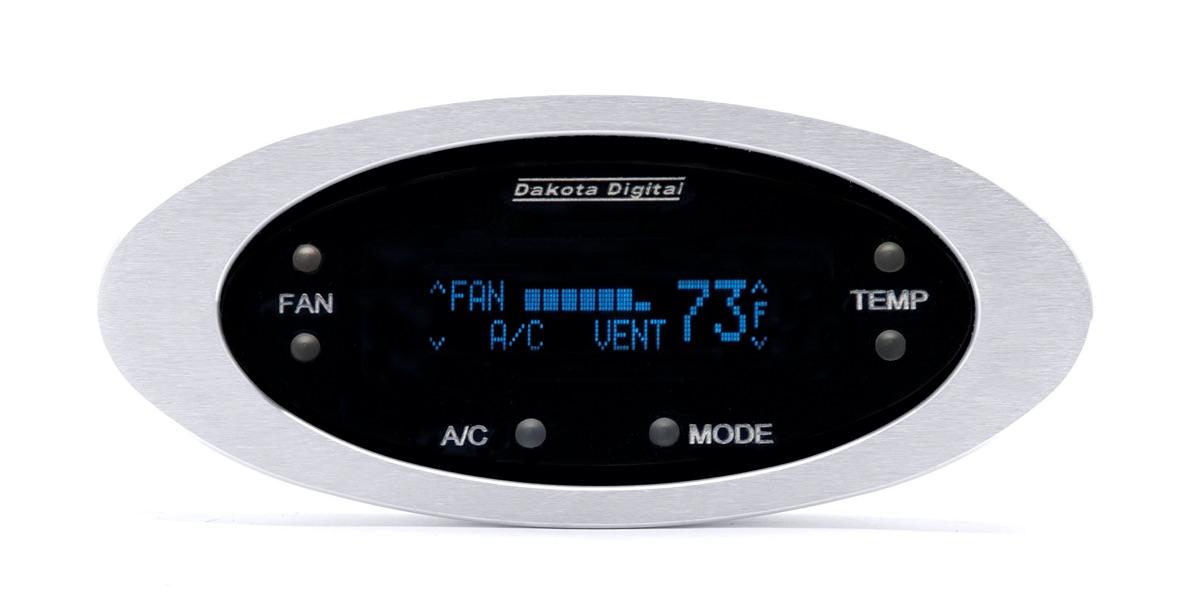 Digital Elliptical Climate Control system, fits Vintage Air Gen II, Satin Bezel, Blue Display