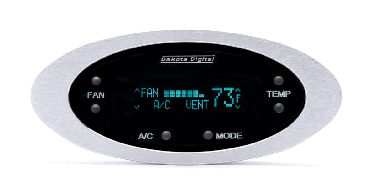 Digital Elliptical Climate Control system, fits Vintage Air Gen II, Satin Bezel, Teal Display