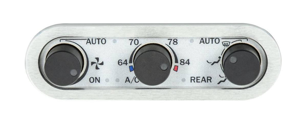DCC Digital Climate Control - Vintage Air Gen IV 3-Knob, Horizontal, Satin, Silver Alloy, White Display
