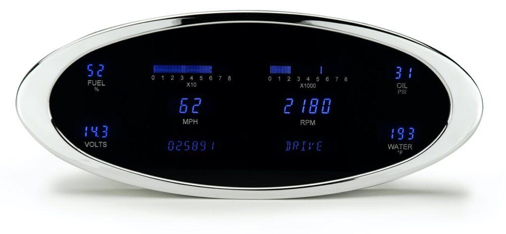 6-Gauge Ion VFD System Chrome - Blue - Dakota Digital - Classic Body Parts