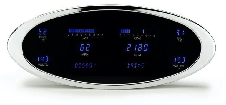 6-Gauge Ion VFD System Chrome - Blue - Dakota Digital - Classic Body Parts