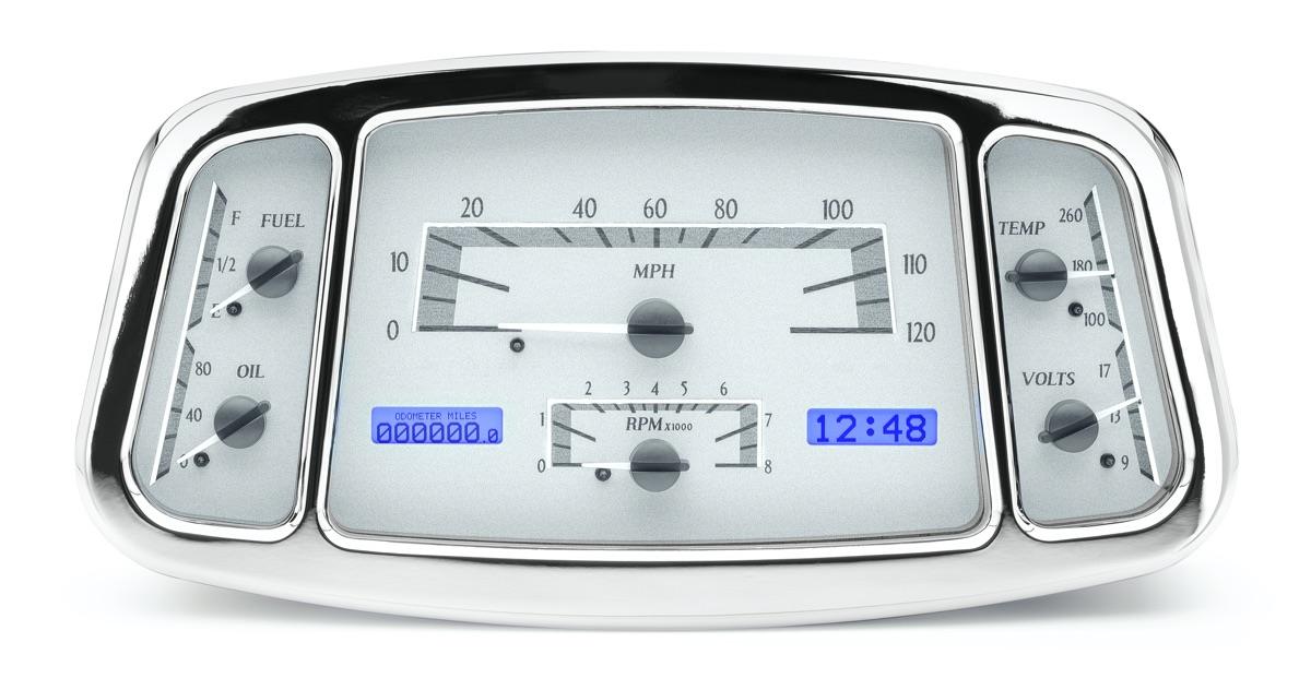 1933-34 Ford Car VHX System, Silver Alloy Style Face, Blue Display
