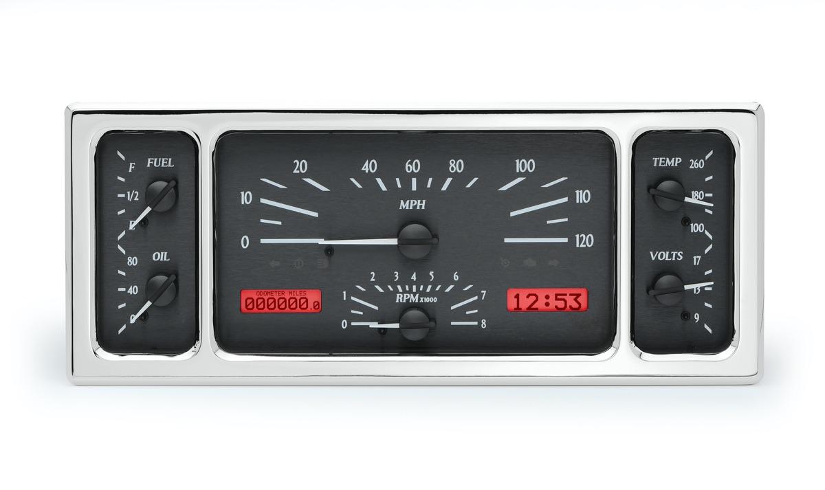 1935-36, 1939 Ford Car VHX System, Black Alloy Style Face, Red Display