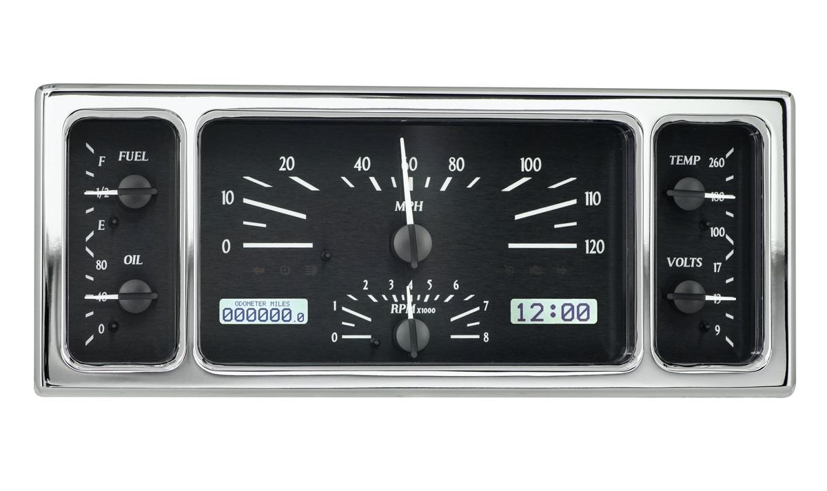 1935-36, 1939 Ford Car VHX System, Black Alloy Style Face, White Display