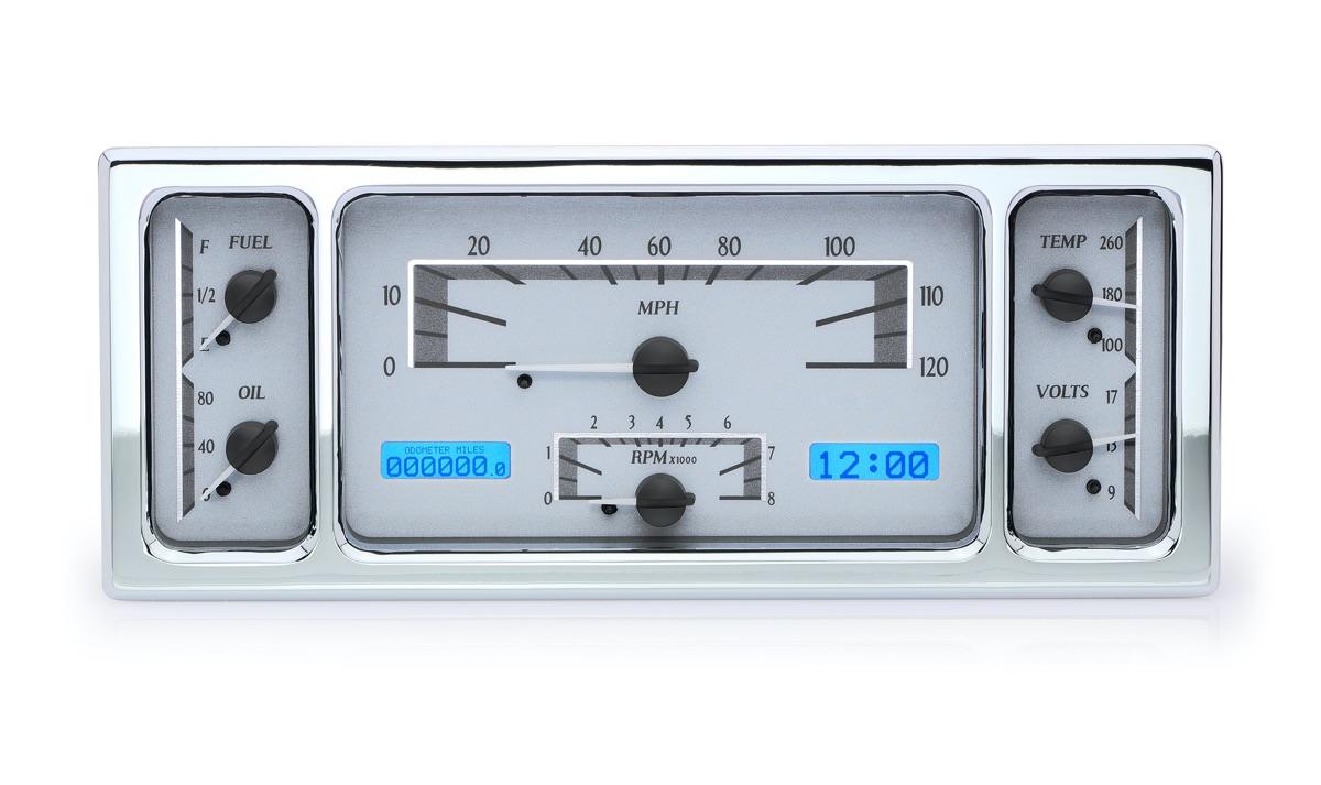 1935-36, 1939 Ford Car VHX System, Silver Alloy Style Face, Blue Display