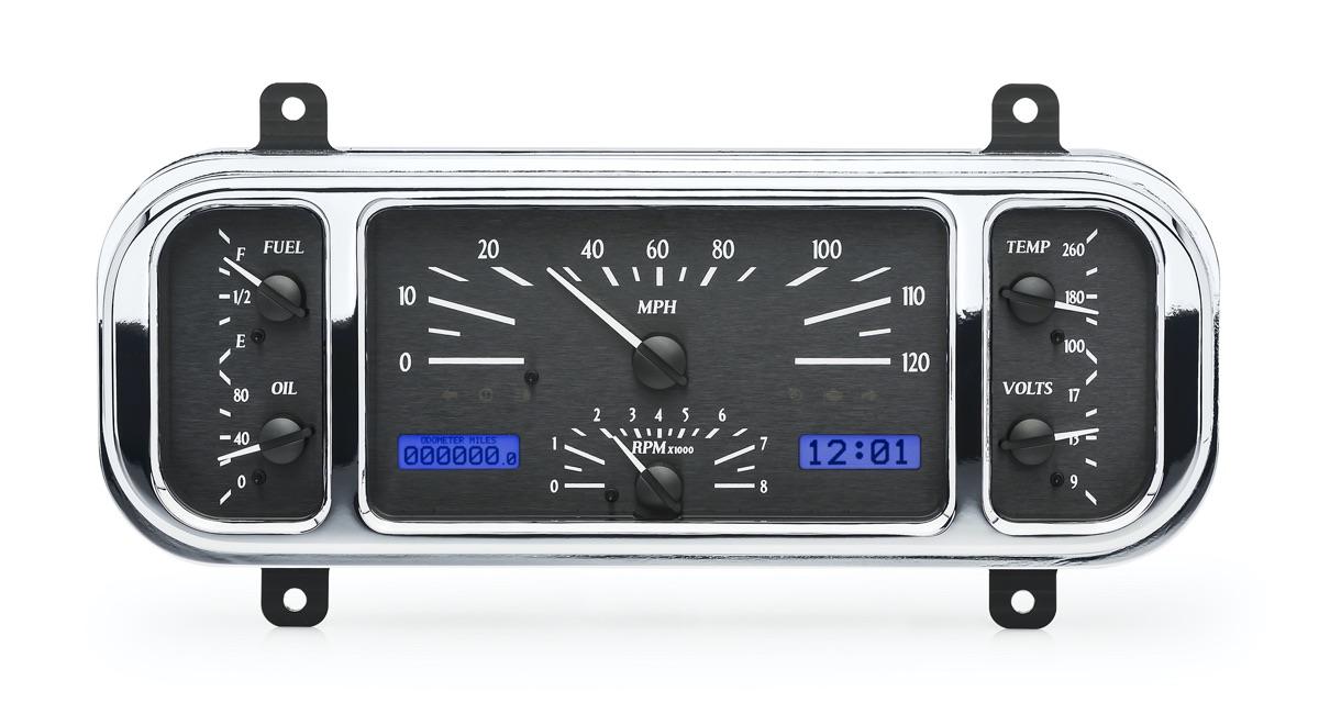 1937-38 Chevy Car VHX System, Black Alloy Style Face, Blue Display
