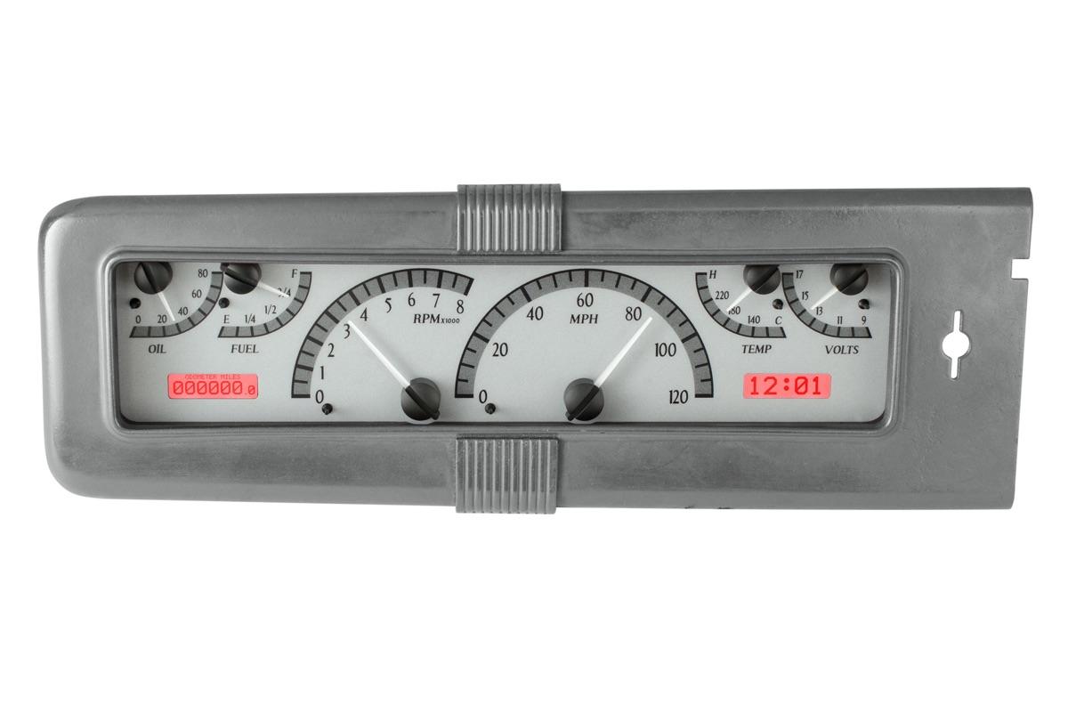 1940 Chevy Car VHX System, Silver Alloy Style Face, Red Display