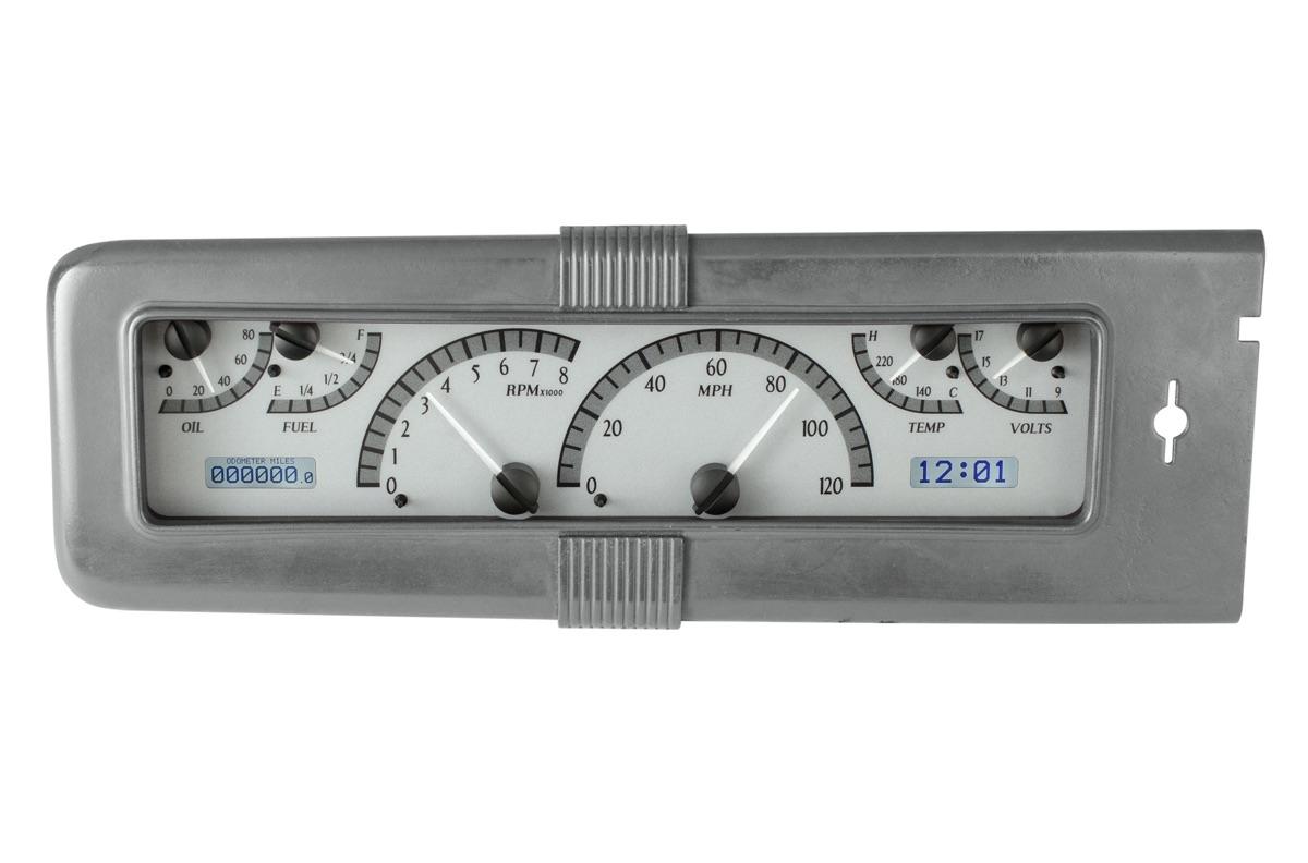 1940 Chevy Car VHX System, Silver Alloy Style Face, White Display