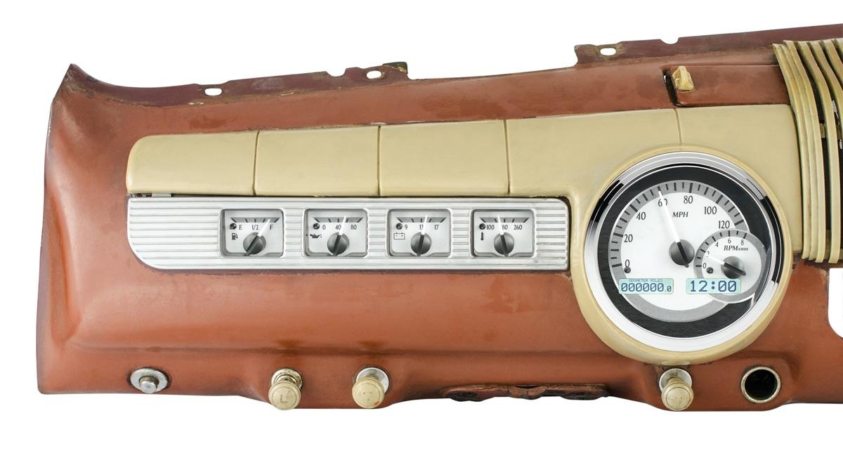 1942-48 Ford Car VHX System, Silver Alloy Style Face, White Display