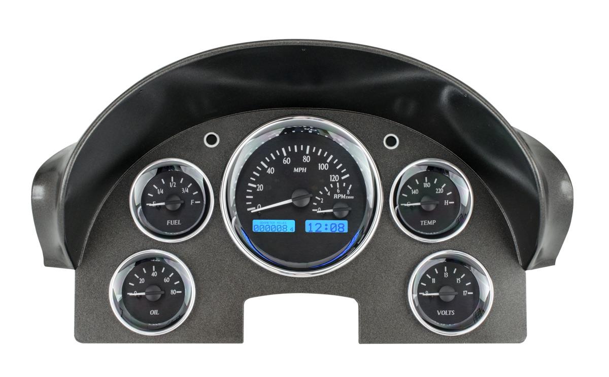 1956 Ford Car VHX System, Black Alloy Style Face, Blue Display