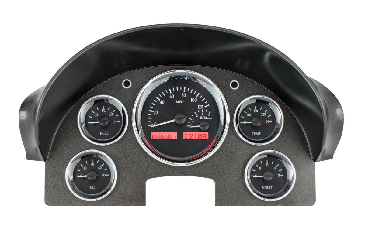 1956 Ford Car VHX System, Black Alloy Style Face, Red Display
