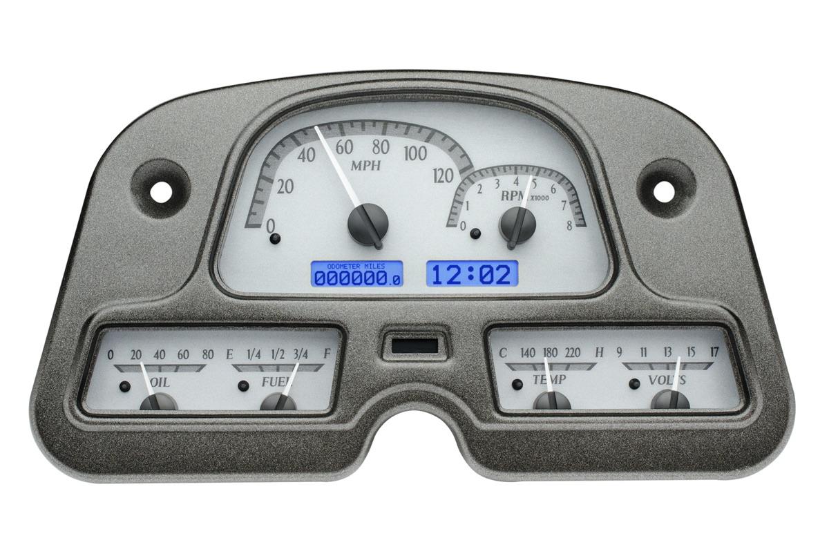 1962-84 Toyota FJ40 VHX System, Silver Alloy Style Face, Blue Display