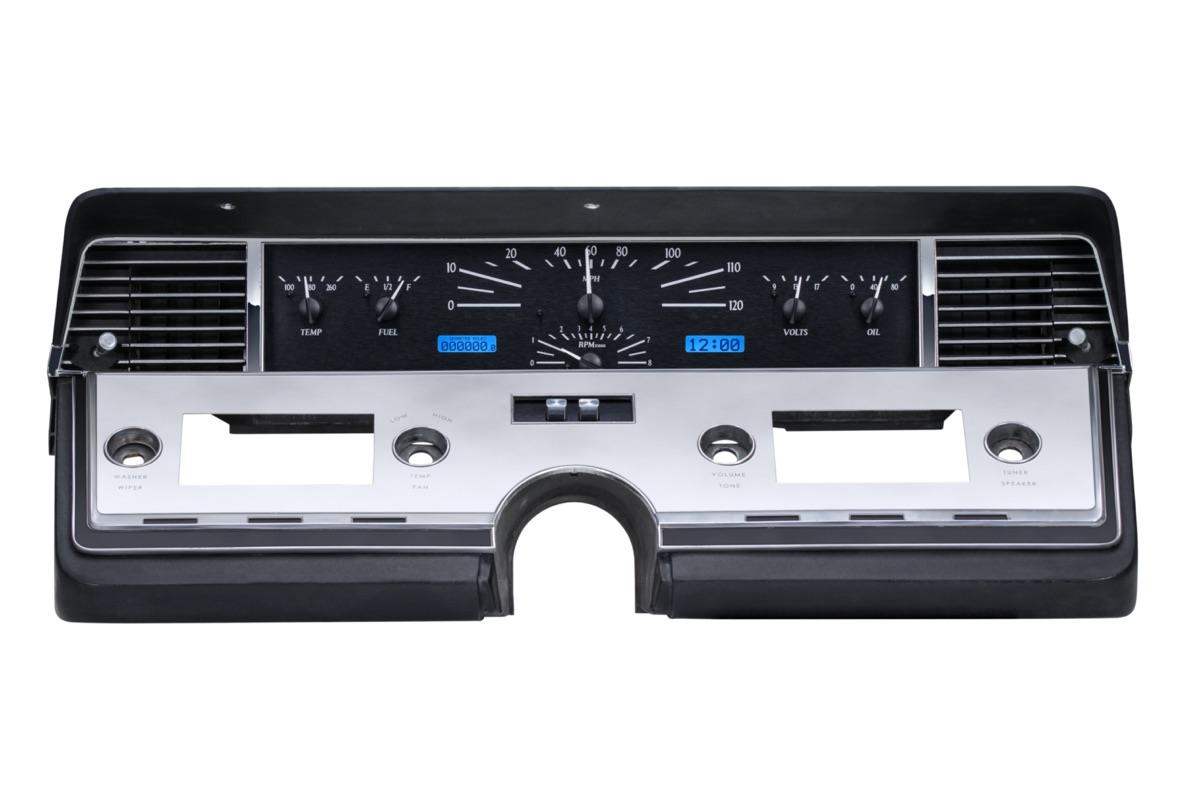 1966-69 Lincoln Continental VHX System, Black Alloy Style Face, Blue Display