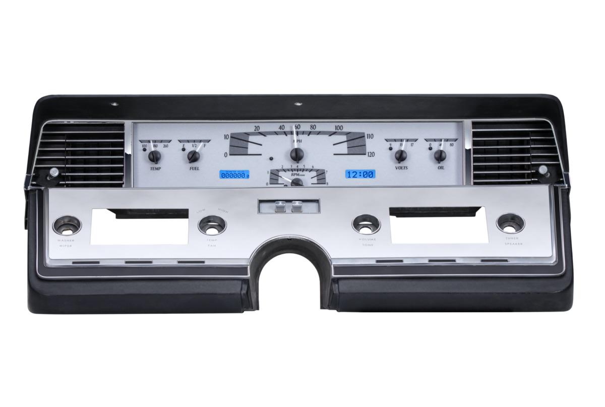 1966-69 Lincoln Continental VHX System, Silver Alloy Style Face, Blue Display