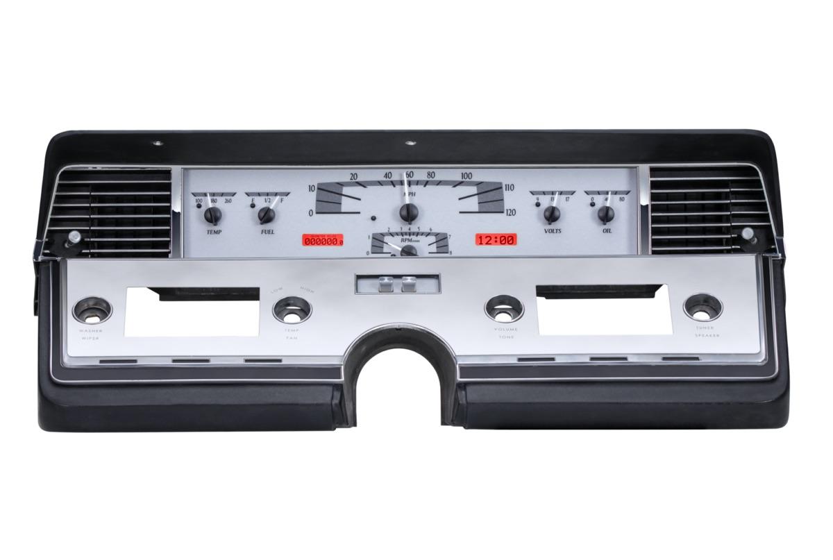 1966-69 Lincoln Continental VHX System, Silver Alloy Style Face, Red Display