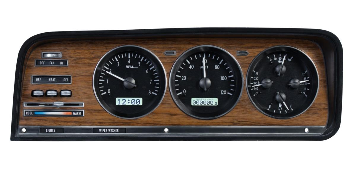 1973-85 Jeep Wagoneer/J-Trucks VHX System, Black Alloy Style Face, White Display
