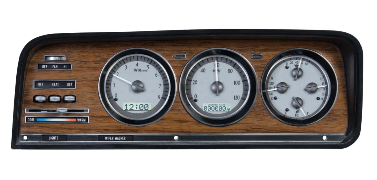 1973-85 Jeep Wagoneer/J-Trucks VHX System, Silver Alloy Style Face, White Display