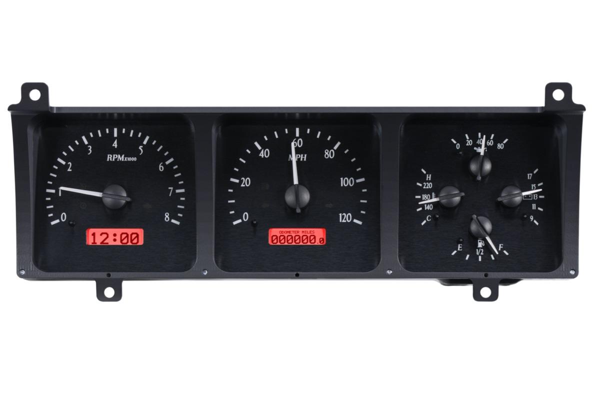 1986-91 Jeep Wagoneer/J-Trucks VHX System, Black Alloy Style Face, Red Display