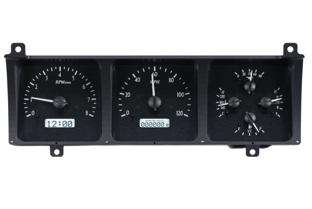 1986-91 Jeep Wagoneer/J-Trucks VHX System, Black Alloy Style Face, White Display