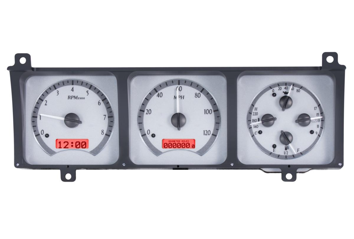 1986-91 Jeep Wagoneer/J-Trucks VHX System, Silver Alloy Style Face, Red Display