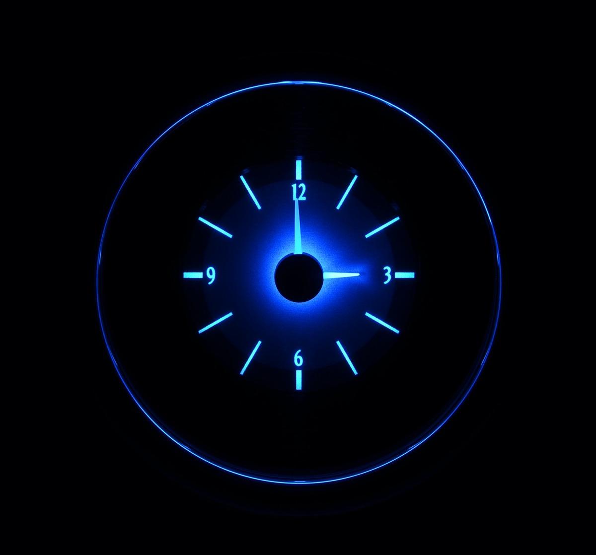 1941-48 Chevy Car Analog Clock, Silver Alloy Style Face, Blue Display