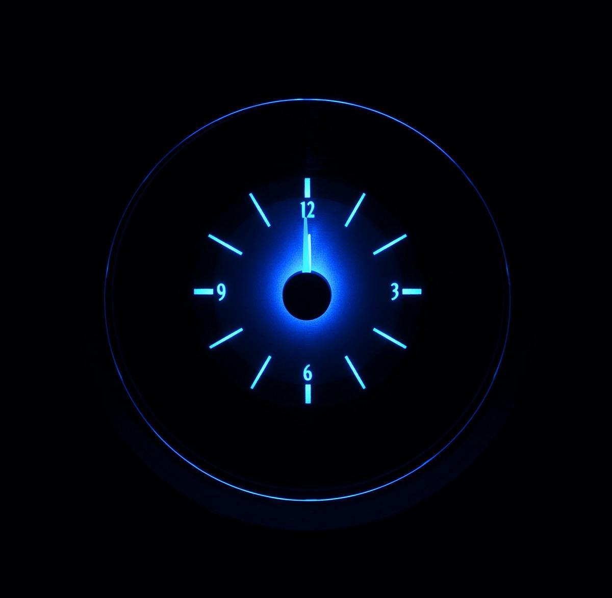 1942-48 Ford Car Analog Clock, Silver Alloy Style Face, Blue Display