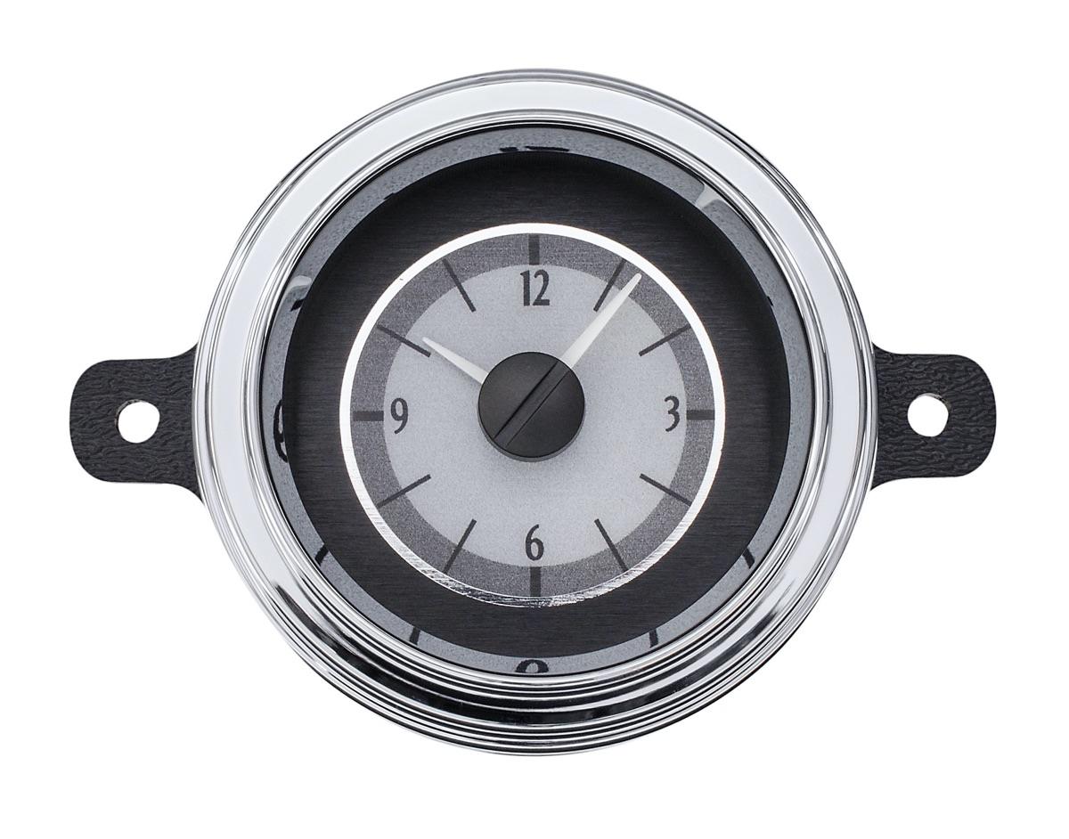 1949-50 Ford Car Analog Clock, Silver Alloy Style Face, White Display