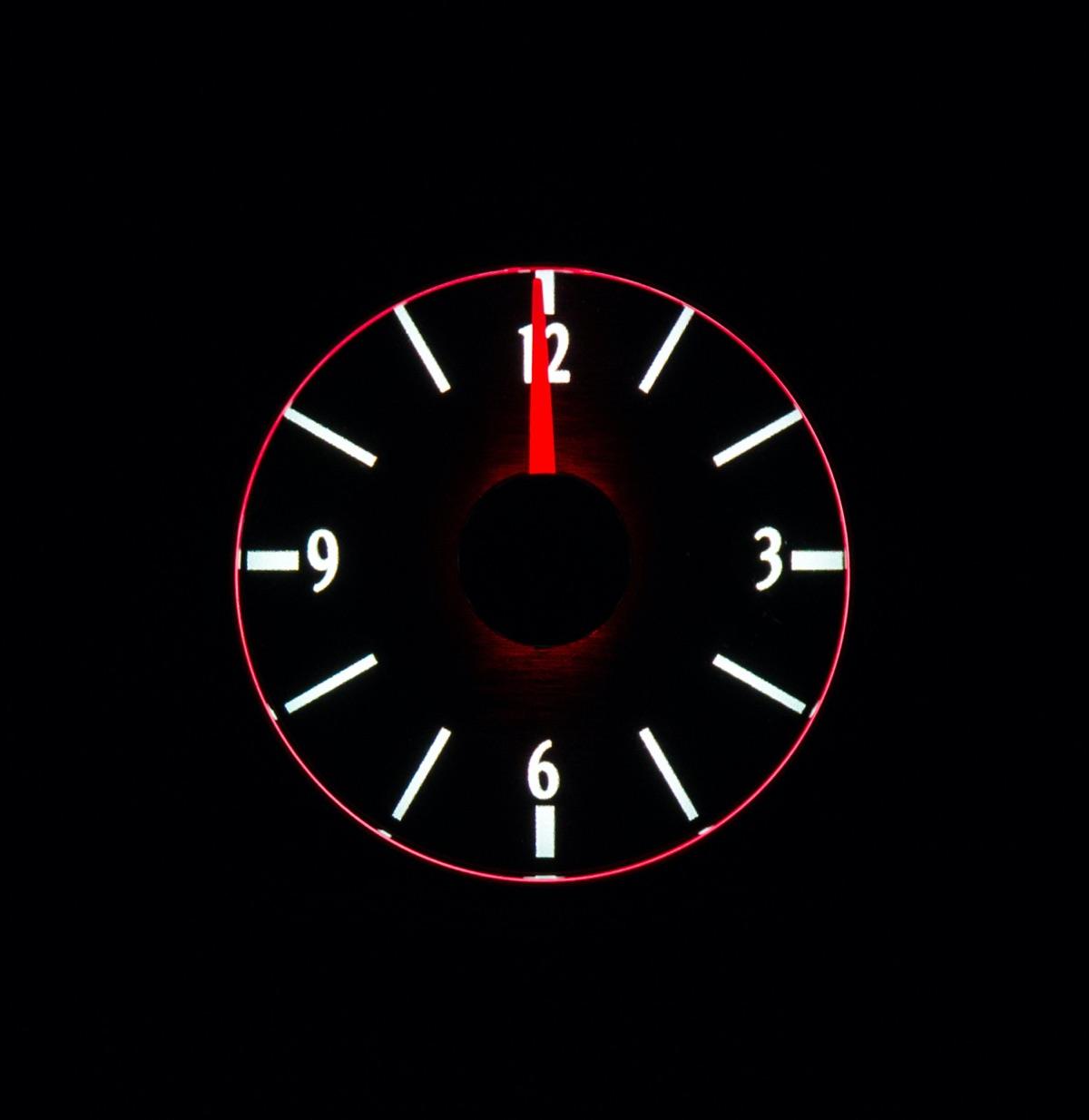 1951 Ford Car Analog Clock, Black Alloy Style Face, White Display