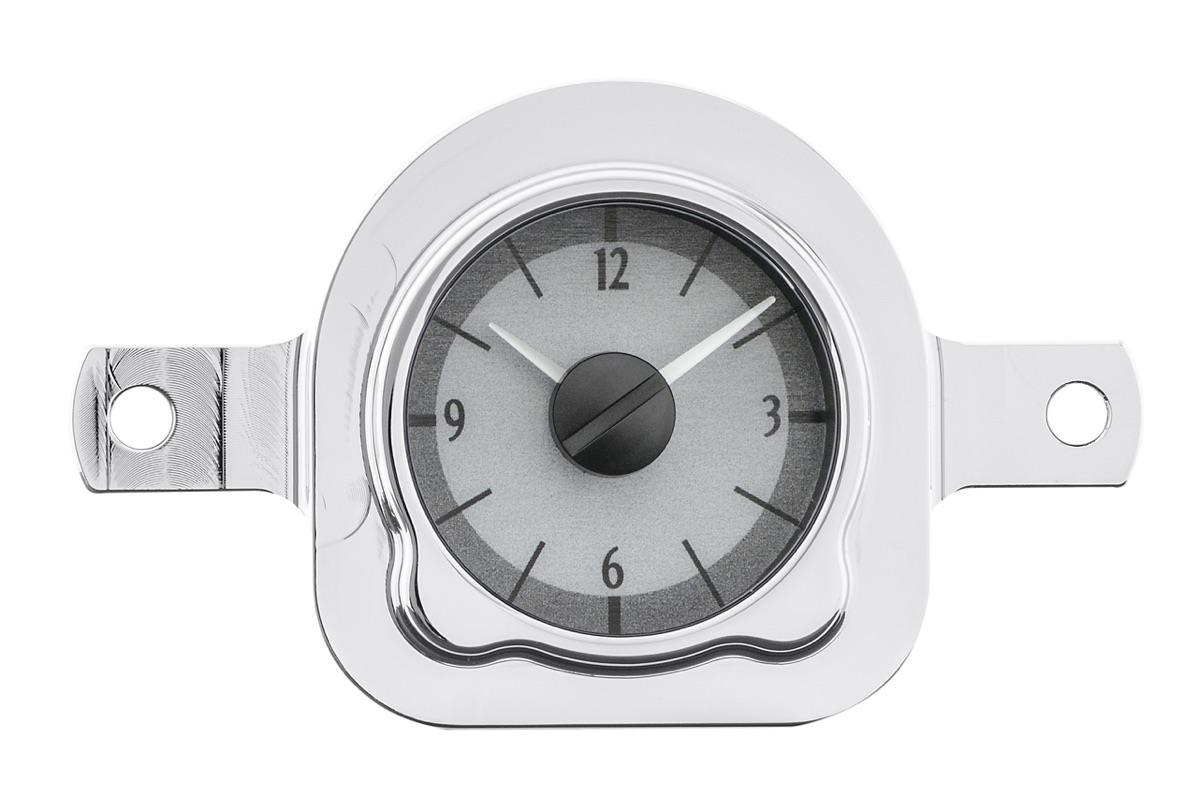 1951 Ford Car Analog Clock, Silver Alloy Style Face, White Display