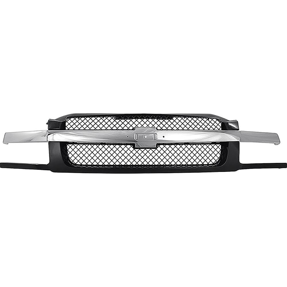 2003-07 Chevrolet Silverado, Avalanche Grill Assembly Mesh Style Textured Finish on Shell Dark Gray
