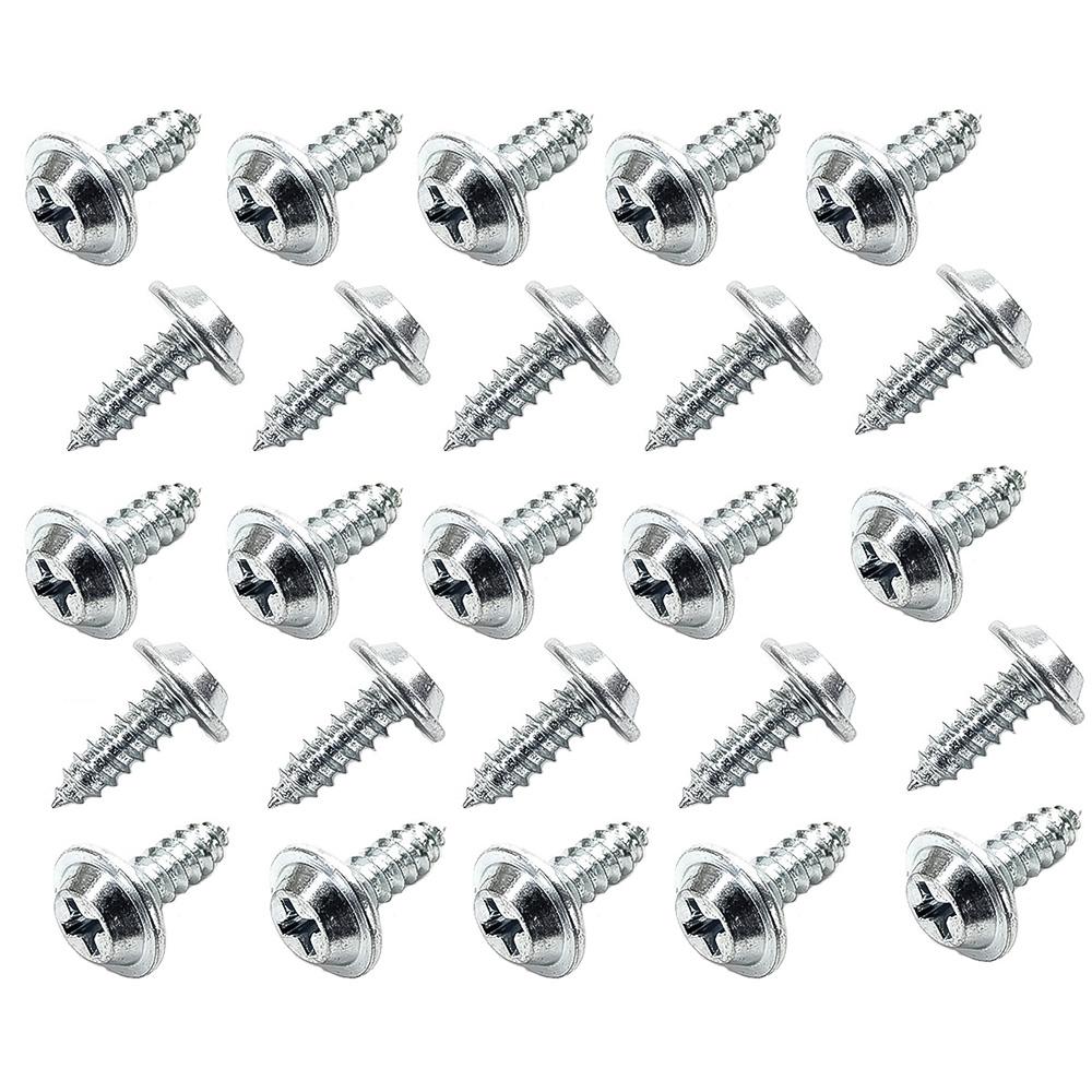 1962-74 Chrysler, Dodge, Plymouth Glove Box Screw Set #8 x 1/2" Flat Top Phillips 13/32" Washer Head Chrome Finish 25-Pieces