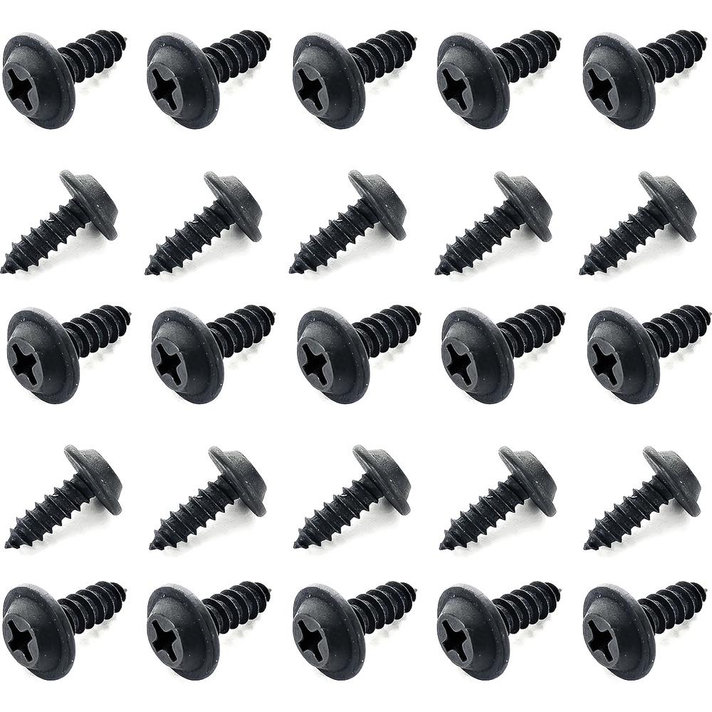 1962-74 Chrysler, Dodge, Plymouth Glove Box Screw Set #8 x 1/2" Flat Top Phillips 13/32" Washer Head Black Zinc Finish 25-Pieces