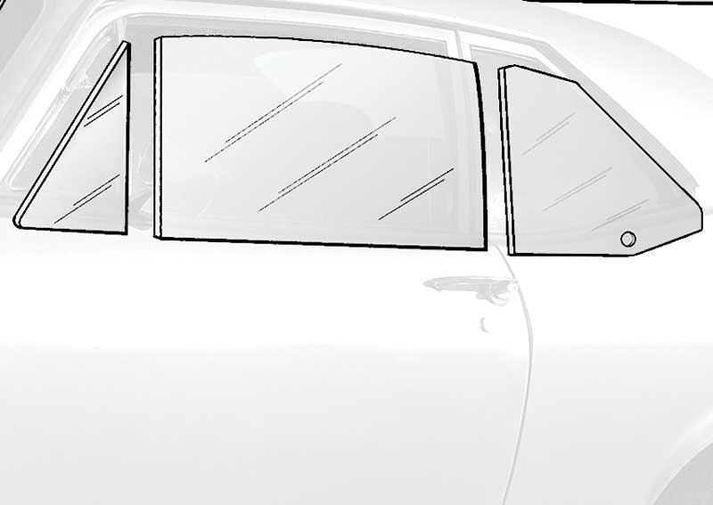 1966-67 Chevy II / Nova 2 Door Hardtop Side Glass Set (6 Piece) Tinted