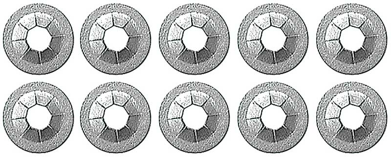 Round Push On Flat Nut, Fits 1/8" Stud Size, Zinc Plated, 10 Piece Set