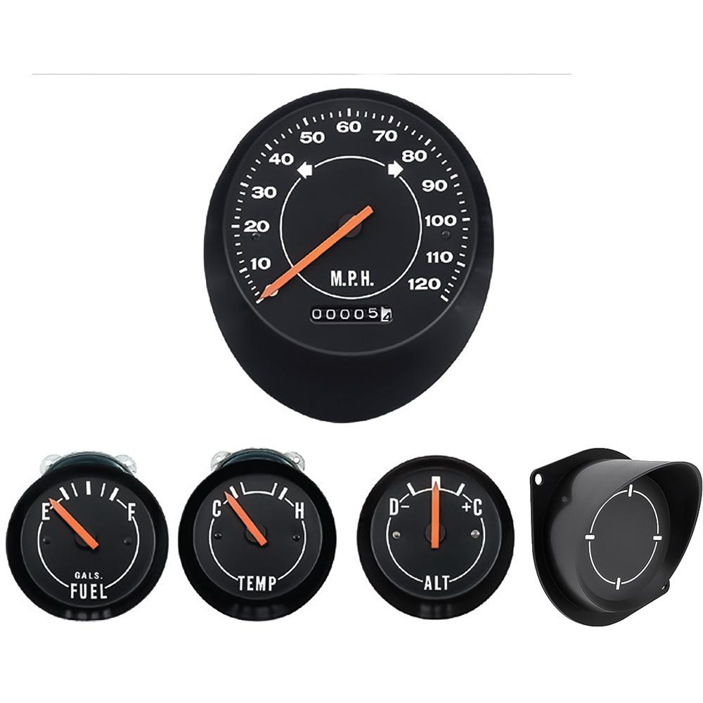1970-74 Cuda, 1971-74 Challenger Standard Dash Gauges With Clock Delete Plate