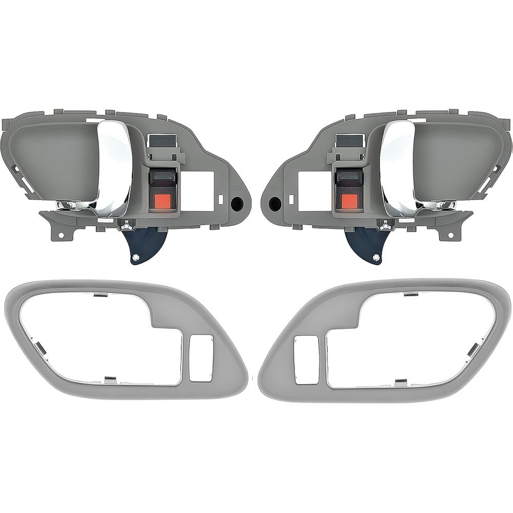 1995-02 Chevy, GMC Pickup Truck, SUV Inner Door Handle Set With Bezels Power Locks Chrome Lever Gray Housing