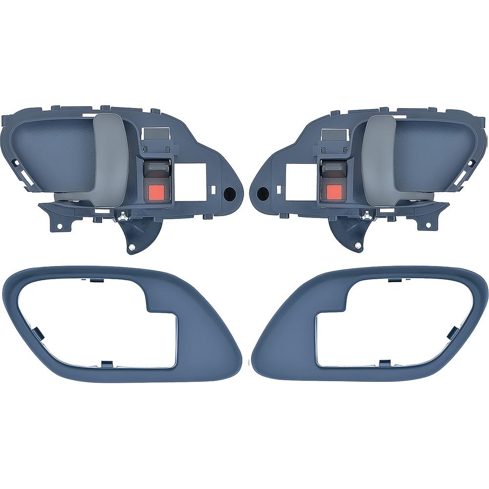 1995-02 Chevy, GMC Pickup Truck, SUV Inner Door Handle Set With Bezels Manual Locks Black Lever Blue Housing