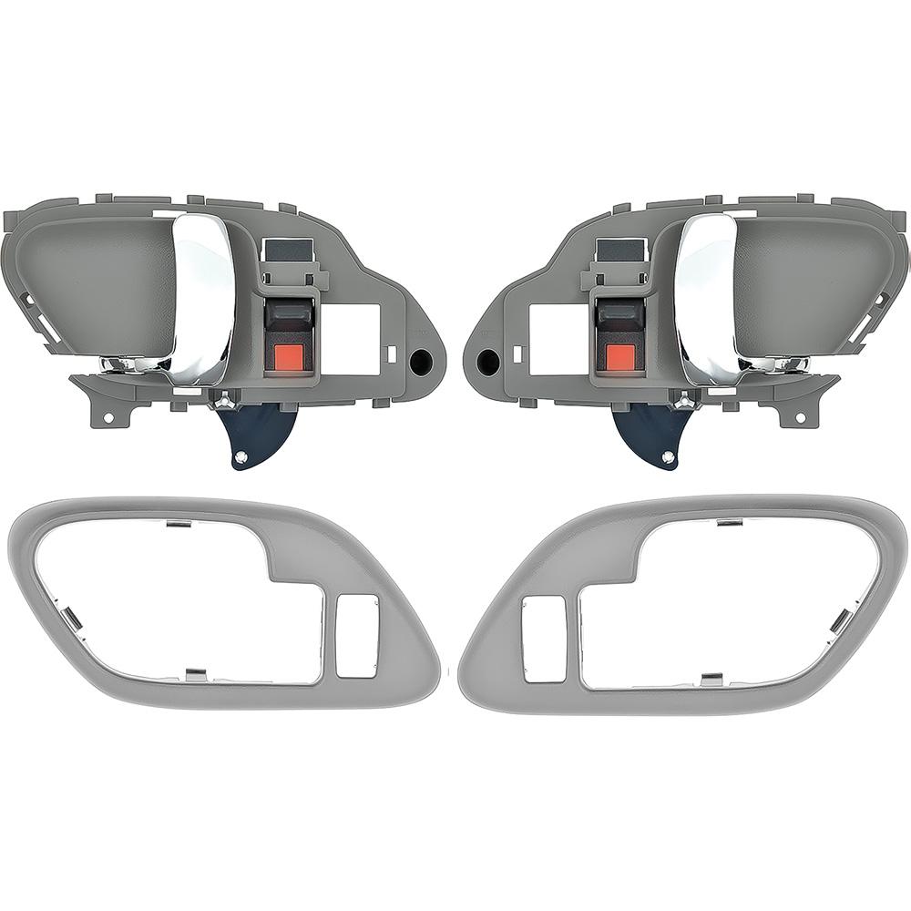 1995-02 Chevy, GMC Pickup Truck, SUV Inner Door Handle Set With Bezels Manual Locks Chrome Lever Gray Housing