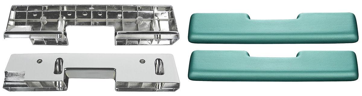 Armrest Base/Pad Kit, Front, 1965-67 Cutlass, 65-66 Riviera/Bonneville/Grand Prx - Parchment  - Kit