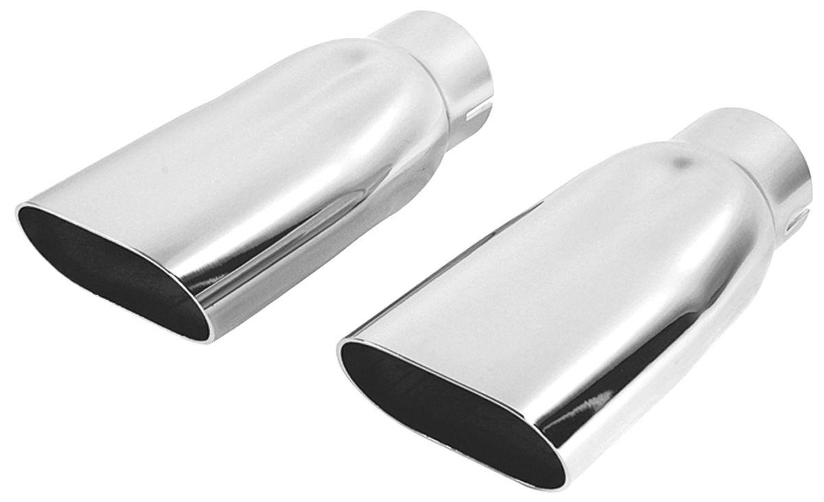 Exhaust Tips, Oval, 69-72/78-88 Chevrolet SS, Chrome 2-1/2"  - Pair
