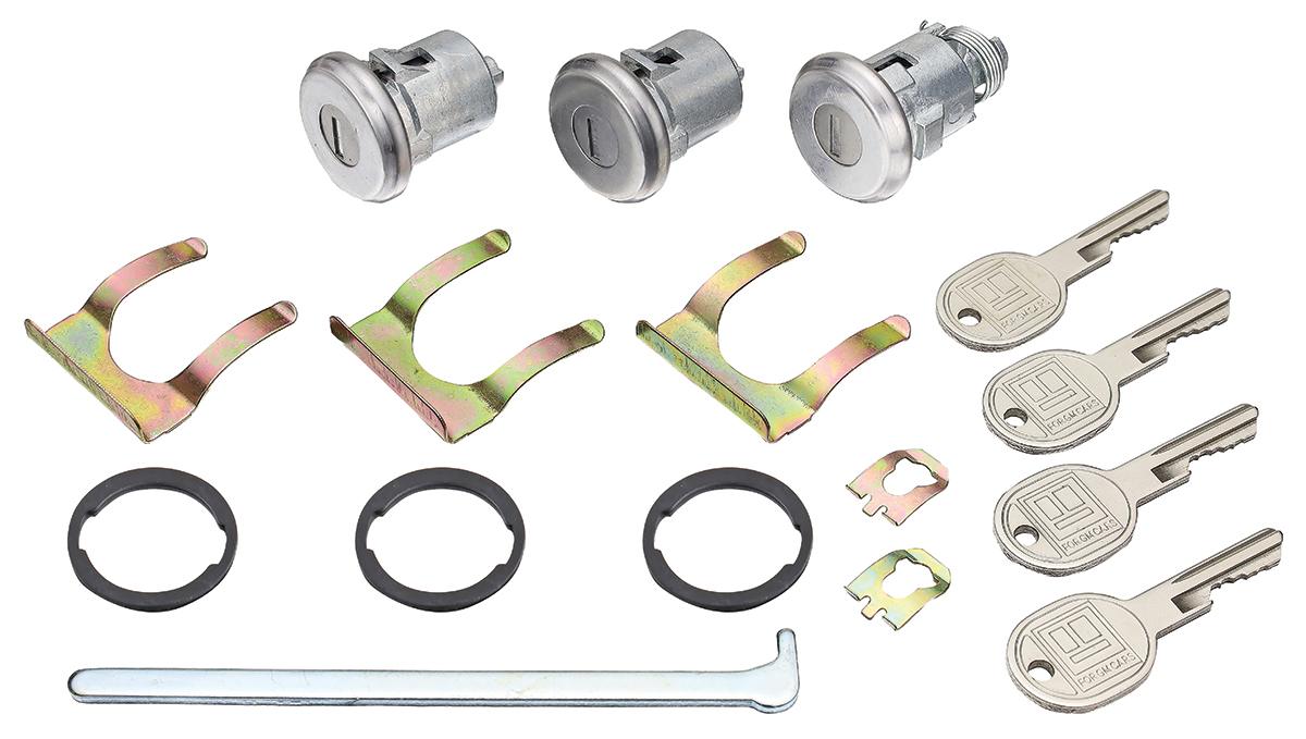 Lock Set, Doors/Trunk, Late Style Round Keys  - Set