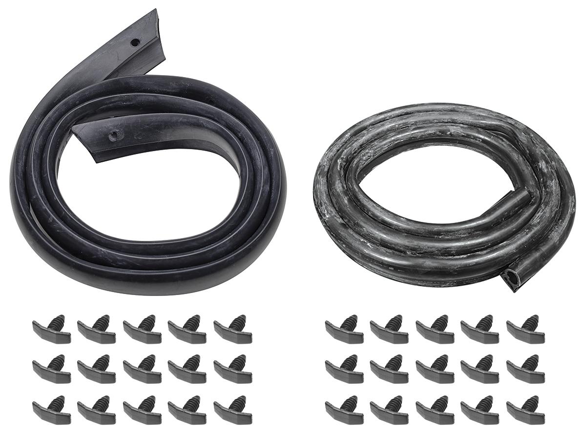 Seal Kit, Hood to Cowl, 1970-72 Chevelle/El Camino/Monte, w/Clips, Rubber Lower  - Kit