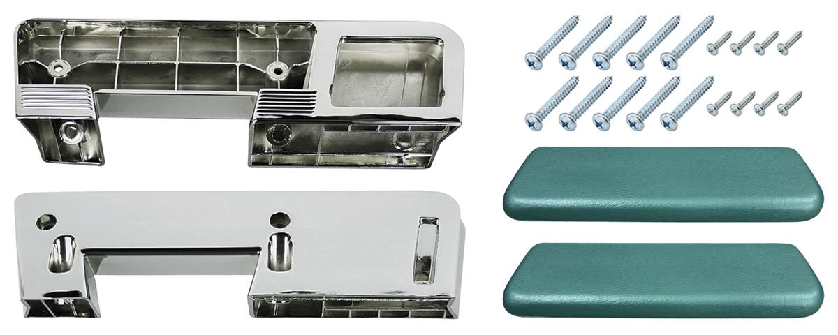 Armrest Base/Pad Kit, Rear, 1965-67 A-Body, 1965-67 Catalina - Aqua   - Kit