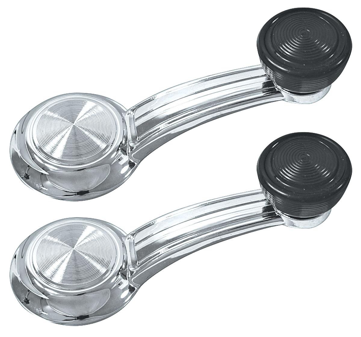 Handle, Window Crank, 1968-88 A/G-Body, 1965-76 Cad,1968-77 GP, 1968-72 Riv, Pr - Black Knob  - Pair