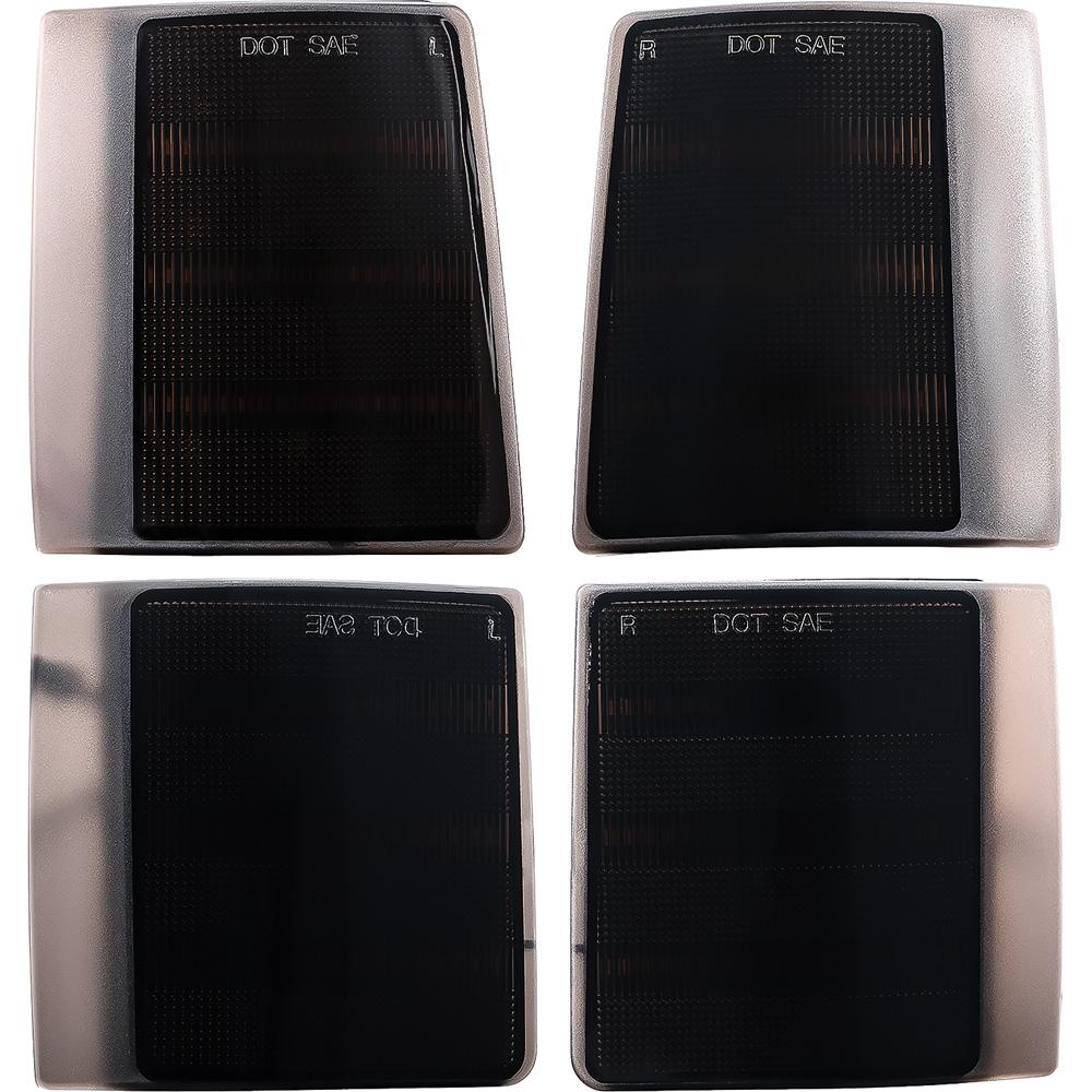 1994-00 Chevrolet, GMC Pickup, Suburban, Jimmy Front Marker Lamp Set Upper & Lower Smoked Lens Amber LED