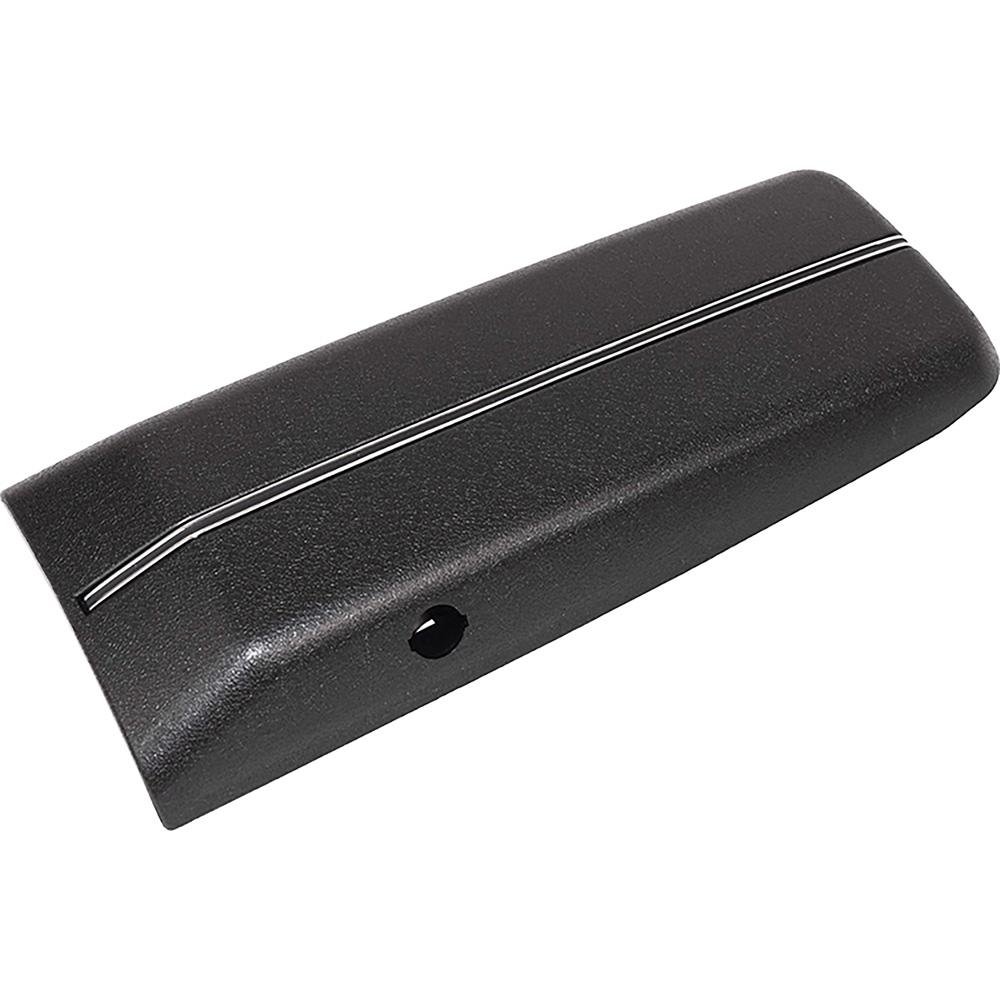1970-72 Chevelle, El Camino 1970-72 Monte Carlo 1971-72 Sprint Center Console Lid Black with Stainless Steel Trim Center Molding (Features Lock Cylinder Hole)