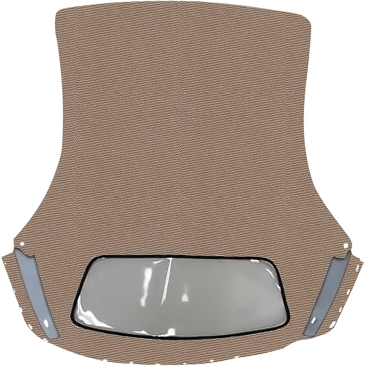 1963-67 Chevrolet C2 Corvette Convertible Top w/ Sewn-In Plastic Window Stayfast Canvas Cloth Beige/Black
