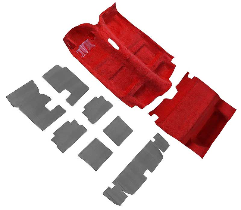 1985-92 F-Body Carpet And Underlay Set Passenger And Hatch Area Cut Pile Flame Red