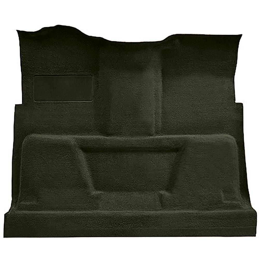 1973-74 Chevrolet, GMC Pickup Regular Cab Molded Carpet Kit Loop Standard Backing Column Shift Automatic or 3-Speed Manual Low Hump 2WD Dark Olive Green