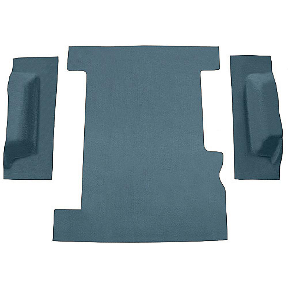 1973-74 Chevrolet/GMC Suburban Carpet Cargo Area 3-Piece Set Molded Wheel Well Covers Standard Backing Loop Medium Blue